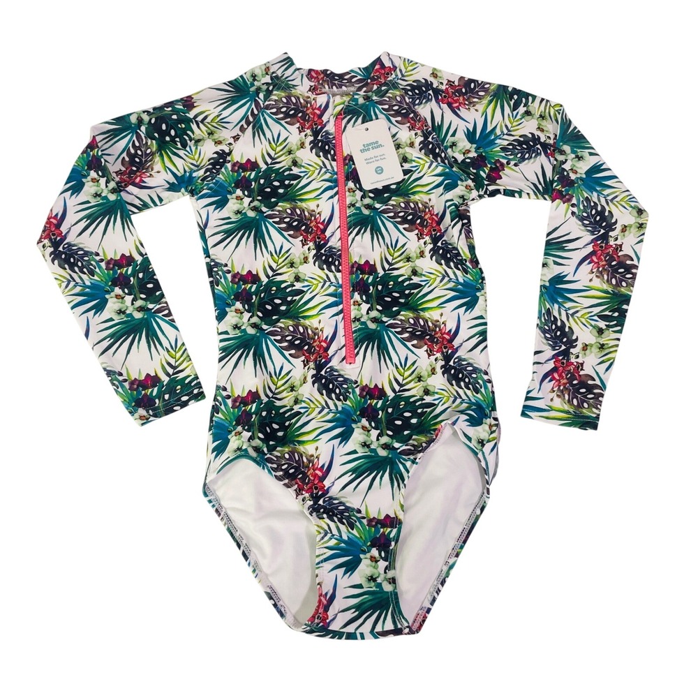 Tame the Sun Long Sleeve Swimsuit Rash Guard Girls Sz 12 UPF 50+ NWT Swimwear